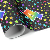 Kleurrijke sterren + regenboogpatroon "4" Event # Cadeaupapier (Rol Hoek)