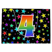 Kleurrijke sterren + regenboogpatroon "4" Event # Groot Cadeauzakje (Achterkant)