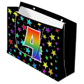 Kleurrijke sterren + regenboogpatroon "4" Event # Groot Cadeauzakje (Voorkant Gekanteld)