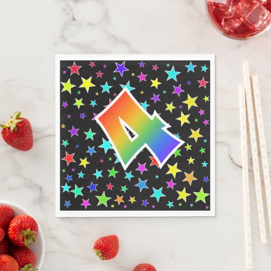 Kleurrijke sterren + regenboogpatroon "4" Event # Servet (Insitu)