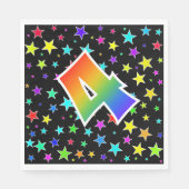 Kleurrijke sterren + regenboogpatroon "4" Event # Servet (Voorkant)