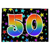 Kleurrijke sterren + regenboogpatroon "50" Event # Groot Cadeauzakje (Achterkant)