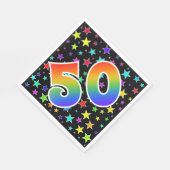 Kleurrijke sterren + regenboogpatroon "50" Event # Servet (Hoek)