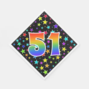Kleurrijke sterren + regenboogpatroon "51" Event # Servet