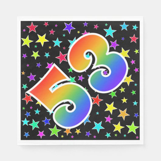 Kleurrijke sterren + regenboogpatroon "53" Event # Servet (Voorkant)