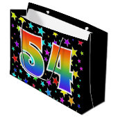 Kleurrijke sterren + regenboogpatroon "54" Event # Groot Cadeauzakje (Voorkant Gekanteld)