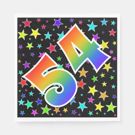 Kleurrijke sterren + regenboogpatroon "54" Event # Servet (Voorkant)