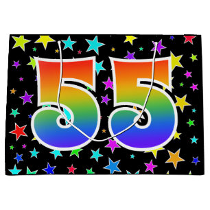 Kleurrijke sterren + regenboogpatroon "55" Event # Groot Cadeauzakje