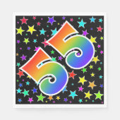 Kleurrijke sterren + regenboogpatroon "55" Event # Servet (Voorkant)