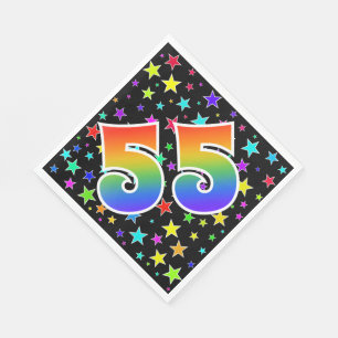 Kleurrijke sterren + regenboogpatroon "55" Event # Servet