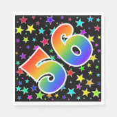 Kleurrijke sterren + regenboogpatroon "56" Event # Servet (Voorkant)