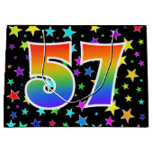 Kleurrijke sterren + regenboogpatroon "57" Event # Groot Cadeauzakje (Voorkant)
