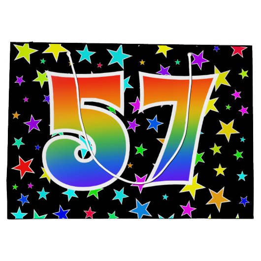 Kleurrijke sterren + regenboogpatroon "57" Event # Groot Cadeauzakje (Achterkant)