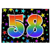 Kleurrijke sterren + regenboogpatroon "58" Event # Groot Cadeauzakje (Achterkant)