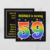 Kleurrijke sterren + regenboogpatroon "59" Verjaar Kaart (Voorkant / Achterkant)