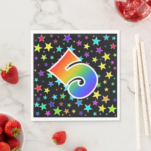 Kleurrijke sterren + regenboogpatroon "5" Event # Servet (Insitu)