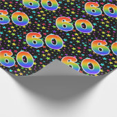 Kleurrijke sterren + regenboogpatroon "60" Event # Cadeaupapier (Hoek)