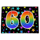 Kleurrijke sterren + regenboogpatroon "60" Event # Groot Cadeauzakje (Voorkant)