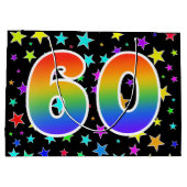 Kleurrijke sterren + regenboogpatroon "60" Event # Groot Cadeauzakje (Achterkant)