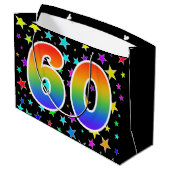 Kleurrijke sterren + regenboogpatroon "60" Event # Groot Cadeauzakje (Achterkant Gekanteld)