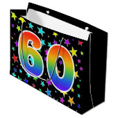 Kleurrijke sterren + regenboogpatroon "60" Event # Groot Cadeauzakje (Voorkant Gekanteld)