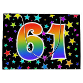 Kleurrijke sterren + regenboogpatroon "61" Event # Groot Cadeauzakje (Achterkant)