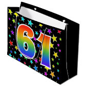 Kleurrijke sterren + regenboogpatroon "61" Event # Groot Cadeauzakje (Voorkant Gekanteld)