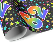 Kleurrijke sterren + regenboogpatroon "62" Event # Cadeaupapier (Rol Hoek)