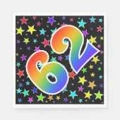 Kleurrijke sterren + regenboogpatroon "62" Event # Servet (Voorkant)