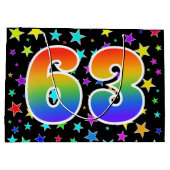 Kleurrijke sterren + regenboogpatroon "63" Event # Groot Cadeauzakje (Achterkant)