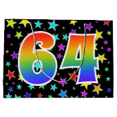 Kleurrijke sterren + regenboogpatroon "64" Event # Groot Cadeauzakje (Achterkant)