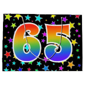 Kleurrijke sterren + regenboogpatroon "65" Event # Groot Cadeauzakje (Achterkant)