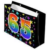 Kleurrijke sterren + regenboogpatroon "65" Event # Groot Cadeauzakje (Voorkant Gekanteld)