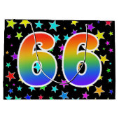 Kleurrijke sterren + regenboogpatroon "66" Event # Groot Cadeauzakje (Achterkant)