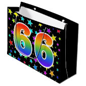 Kleurrijke sterren + regenboogpatroon "66" Event # Groot Cadeauzakje (Voorkant Gekanteld)