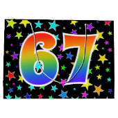 Kleurrijke sterren + regenboogpatroon "67" Event # Groot Cadeauzakje (Achterkant)