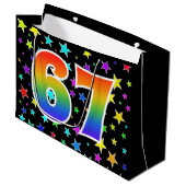 Kleurrijke sterren + regenboogpatroon "67" Event # Groot Cadeauzakje (Voorkant Gekanteld)