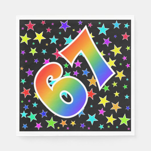 Kleurrijke sterren + regenboogpatroon "67" Event # Servet (Voorkant)