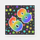 Kleurrijke sterren + regenboogpatroon "68" Event # Servet (Voorkant)