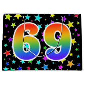 Kleurrijke sterren + regenboogpatroon "69" Event # Groot Cadeauzakje (Voorkant)