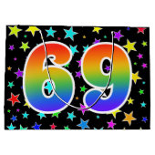 Kleurrijke sterren + regenboogpatroon "69" Event # Groot Cadeauzakje (Achterkant)