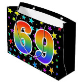 Kleurrijke sterren + regenboogpatroon "69" Event # Groot Cadeauzakje (Achterkant Gekanteld)