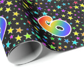 Kleurrijke sterren + regenboogpatroon "6" Event # Cadeaupapier (Rol Hoek)