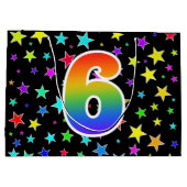 Kleurrijke sterren + regenboogpatroon "6" Event # Groot Cadeauzakje (Achterkant)