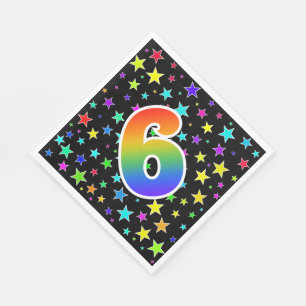 Kleurrijke sterren + regenboogpatroon "6" Event # Servet