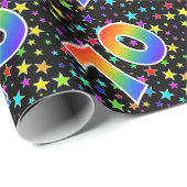 Kleurrijke sterren + regenboogpatroon "70" Event # Cadeaupapier (Rol Hoek)