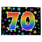 Kleurrijke sterren + regenboogpatroon "70" Event # Groot Cadeauzakje (Achterkant)