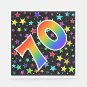 Kleurrijke sterren + regenboogpatroon "70" Event # Servet (Voorkant)