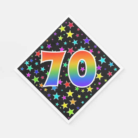 Kleurrijke sterren + regenboogpatroon "70" Event # Servet (Hoek)