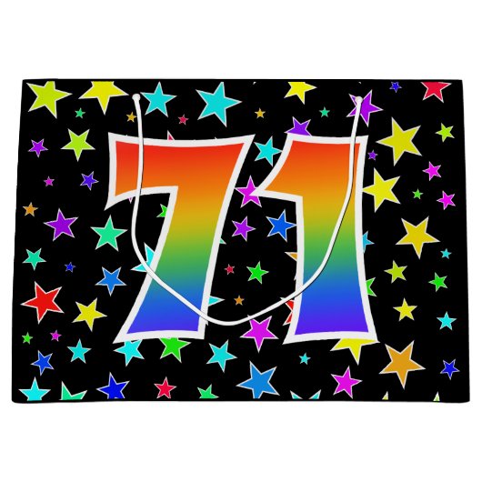 Kleurrijke sterren + regenboogpatroon "71" Event # Groot Cadeauzakje (Voorkant)